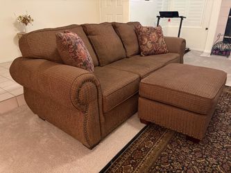 Sofa/Couch, Ottoman, and Throw Pillows Set