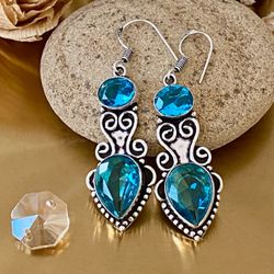 Blue Topaz 925 Sterling Silver Overlay Earring