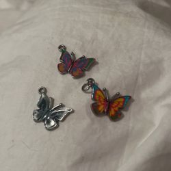 Set Of 3 Butterfly Charms