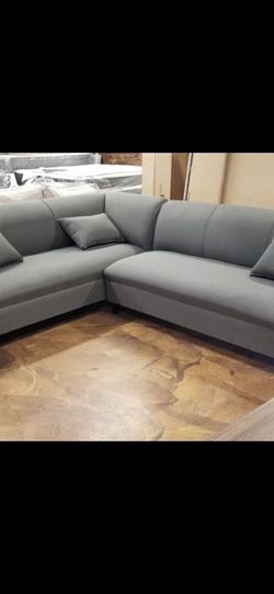 New 2 piece Charcoal Fabric Sectional
