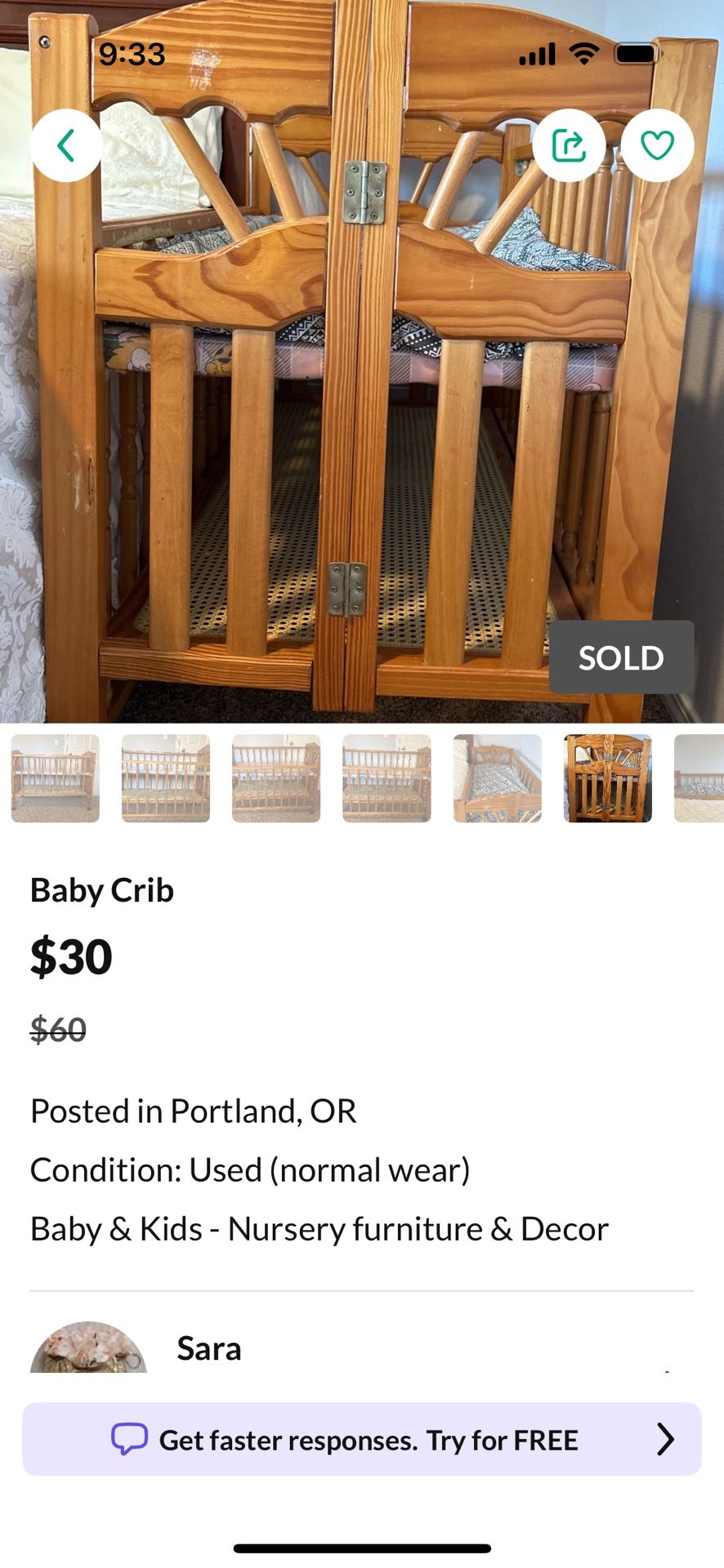 Free Vintage Folding Crib