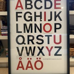 Framed Olunda Alphabet Swedish Modern Pop Art Poster Anna Larsson Vintage 1999 IKEA