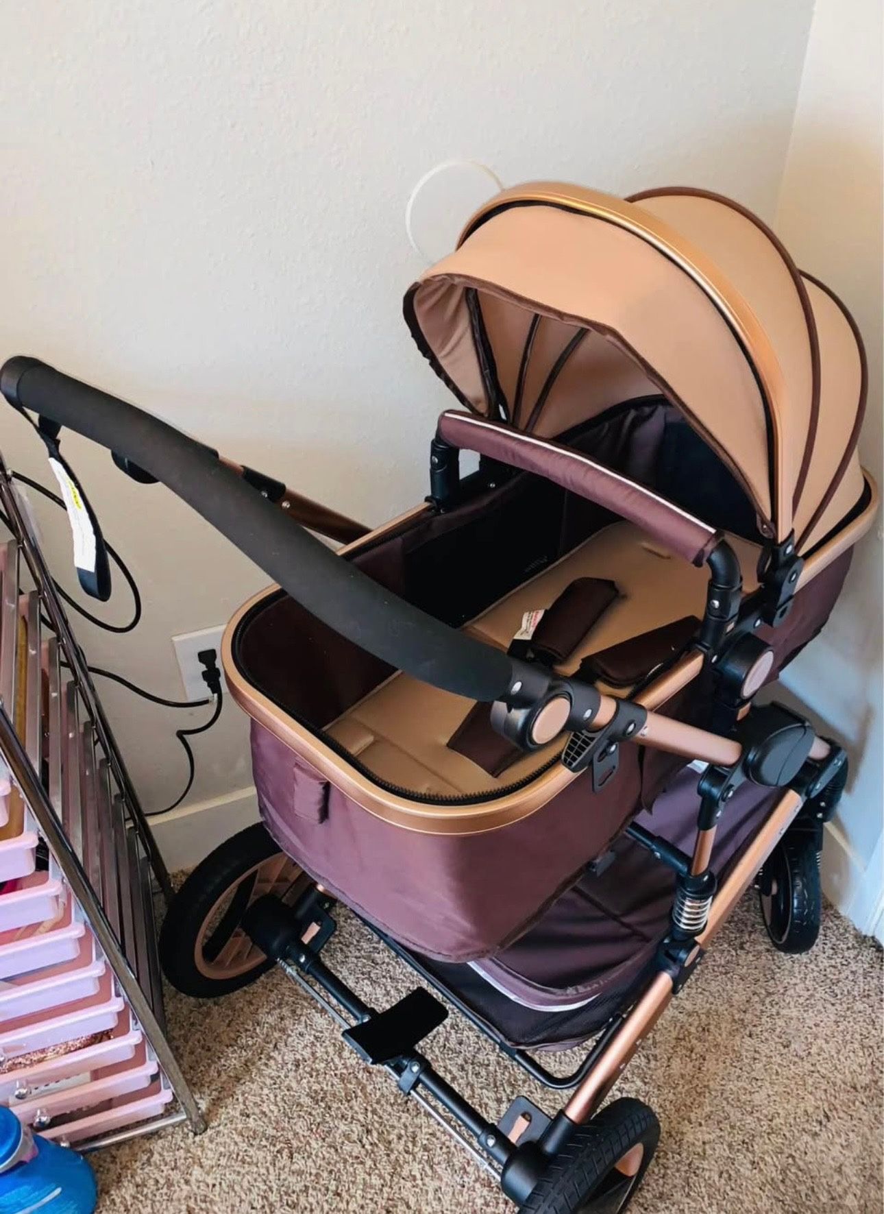 VEVOR 2 In 1 (Rose Gold) Portable Baby Stroller