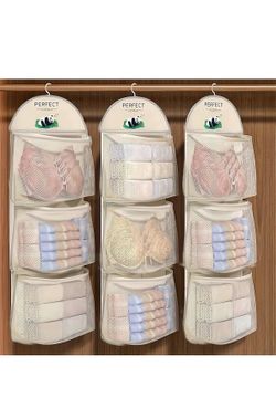 $5 Each Multi-Layer Mesh Hanging Storage Organizer, Breathable Hanging Bag with Pockets for Bra Underwear Socks, Space-Saving Closet Organizer for Hom