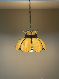 Vintage Bent Glass Swag Lamp 