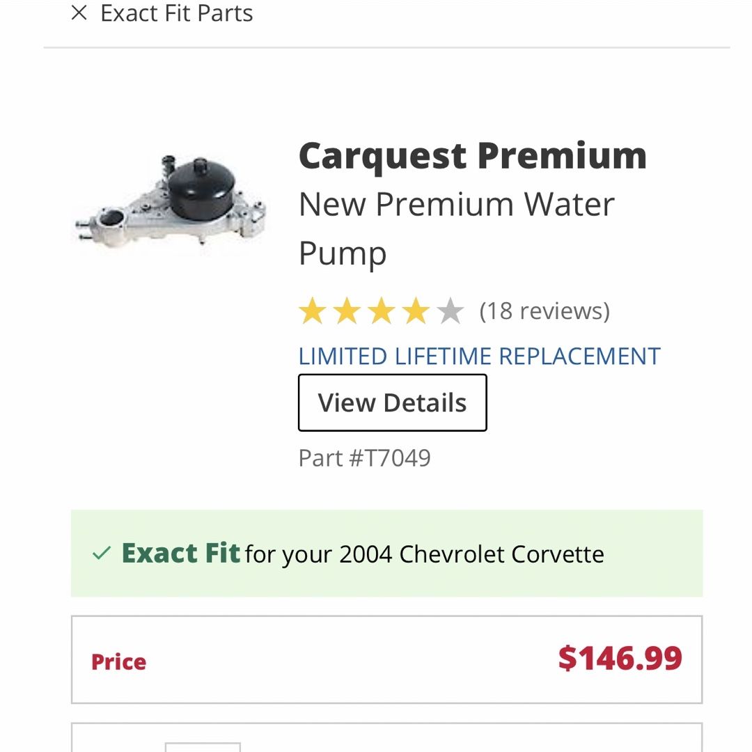 2004 Chevy Corvette Water Pump 