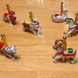 Vintage Roman Carousel Porcelain Ornament, Six