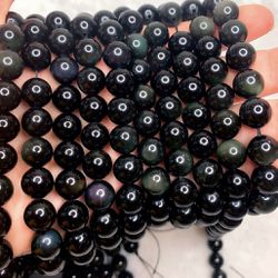 Obsidian Rainbow Eye 10mm Loose Beads (1 Strand 15”-16”