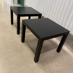 Two black lacquer side tables. 22” square x 18” high . $25 each