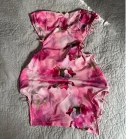Pink Floral Cut-Out Mini Dress