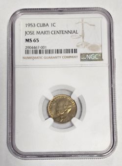 1 centavo 1953 cuba MS 65 jose marti
