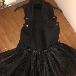 Black Pleather Vest And Skirt Dance Costume