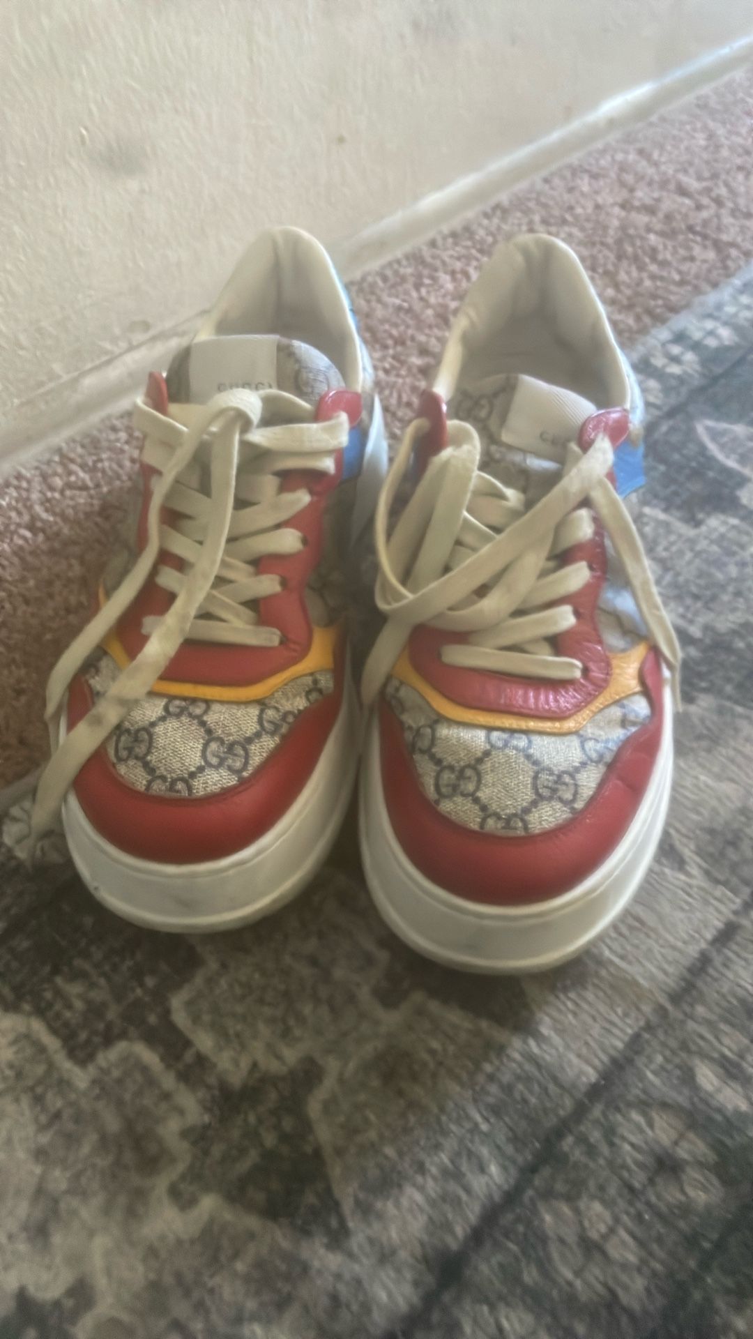 Gucci Multicolor Leather and GG Supreme Canvas Chunky B Sneakers