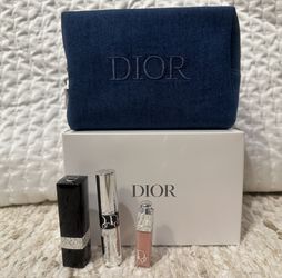 4PC Dior gift set (pouch + lipstick/full size+mascara+ lip gloss)