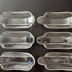 Vtg Set 6 Vintage Banana Split Boats Glass Dessert Dish Heavy Indiana