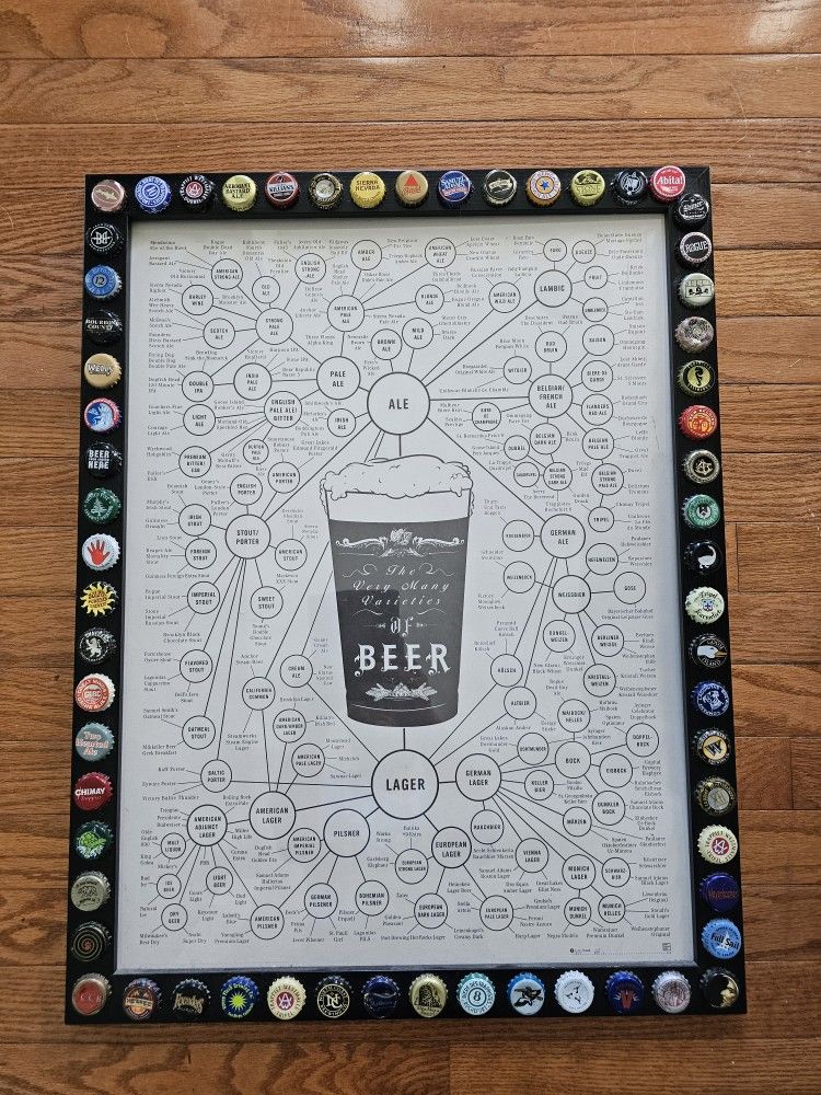 $25.00 - BEER WALL ART, (61) AUTHENTIC METAL CAPS! RARE FIND!