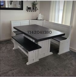 Farmhouse style solid wood dining nook set