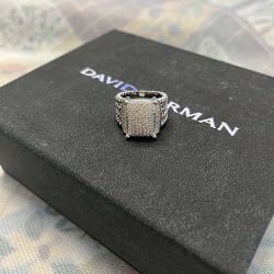  Sterling Silver Ring With Pavé Diamonds 