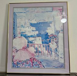 Large Framed Sydney Harbor Art Print – “Sydney Dreaming” LARGE Pastel Coastal Abstract Art