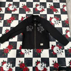 Hardy Black Zip-Up Jacket with Skull Graphics
