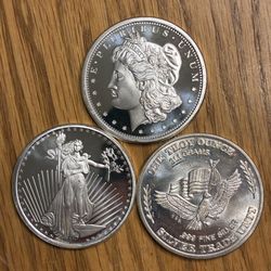3 Silver Rounds.  1oz Each.  