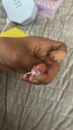 Rose quartz cubic, ring, size 6