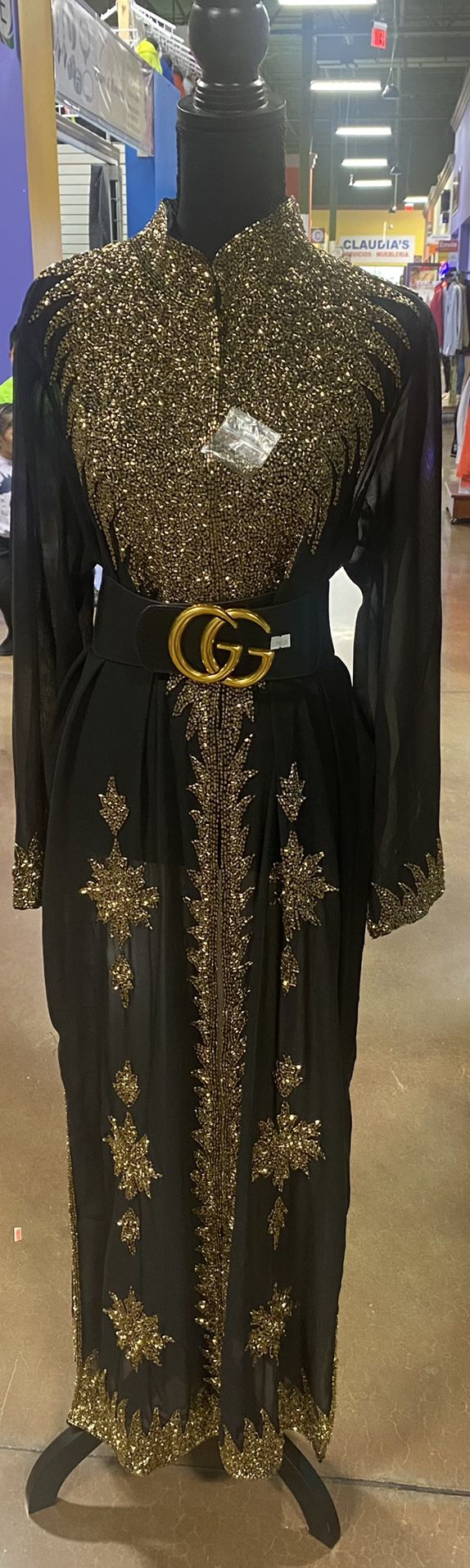 Indian Sequins Black Max Chifton Dress