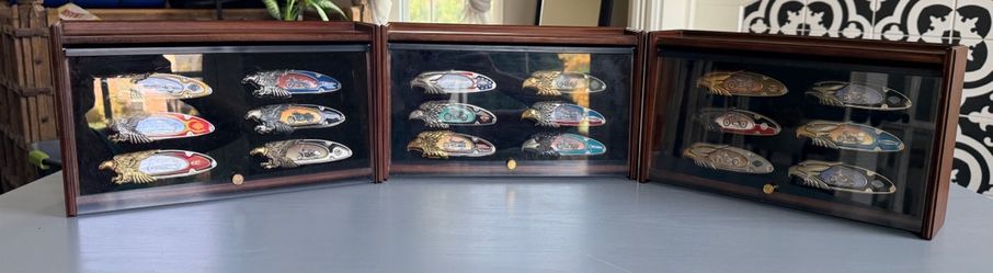 18 Harley Davidson Franklin Mint Collector Knife Set Eagle With Cases