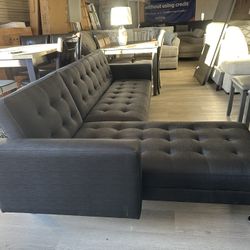 $50 Down-finance —ask Price- Black Fabric Sectional 