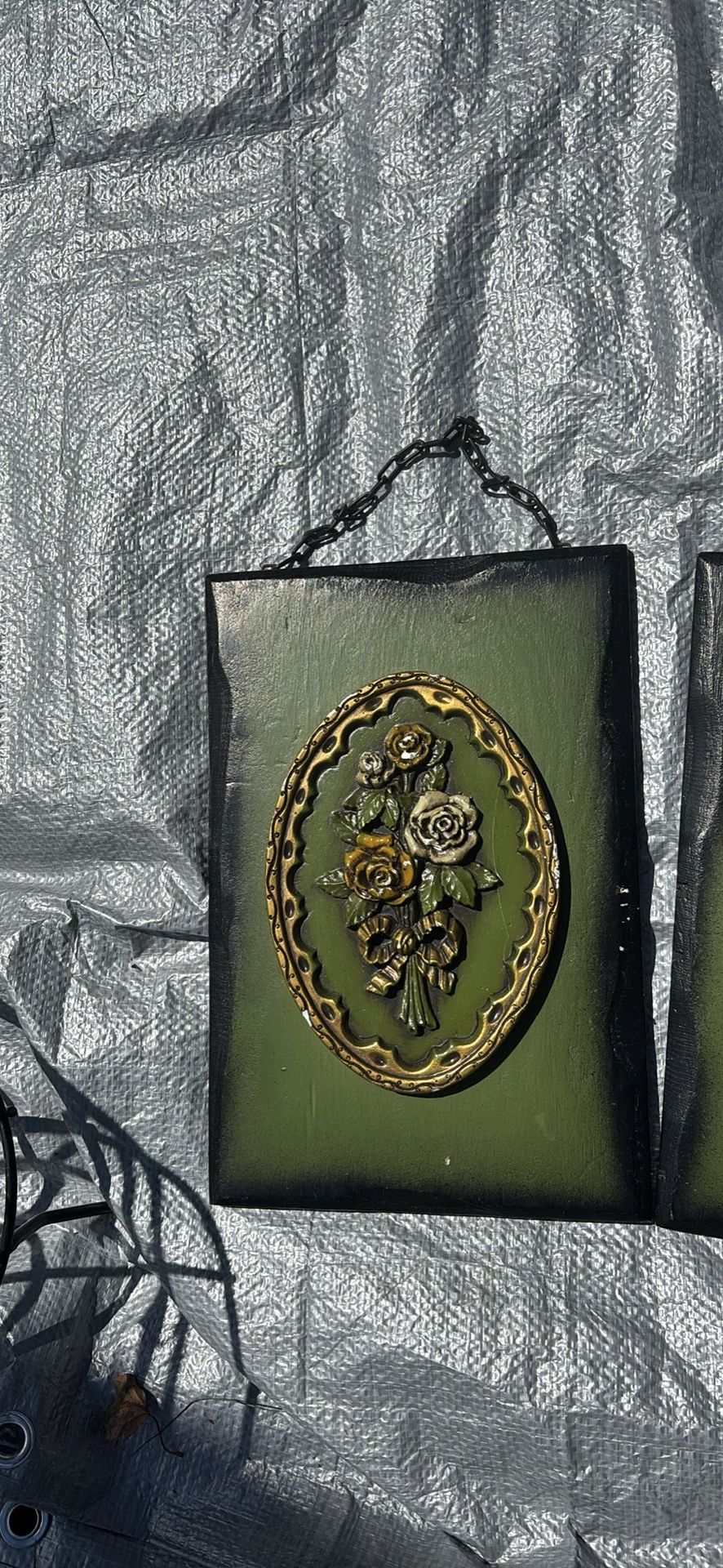 Vintage Antique Floral Wall Hanging