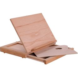 U.S. Art Supply Solid Solana Adjustable Wood Desk Table Easel with Storage Drawer