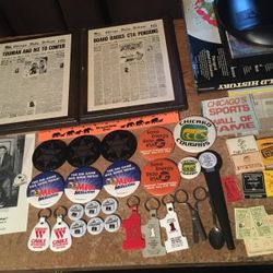 Big Lot Of Chicago Illinois State Advertising Souvenirs Mega Millions Lottery RTA Pictures Tickets Matchboxes Brookfield Zoo Ruler And More