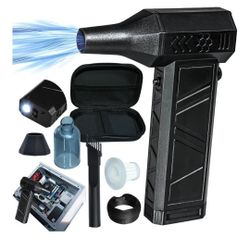 Compressed Air Duster 140000 RPM 8000mAh 21700 Battery 2 in 1 BBQ Blower & Vacuum with LED Light Stepless Speed Control for Keyboard Cleaner Car dust 