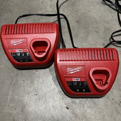 2 Milwaukee M12 Battery Chargers