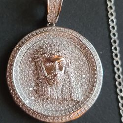 925 Sterling Necklace , CZ Cluster Pendant( New) 