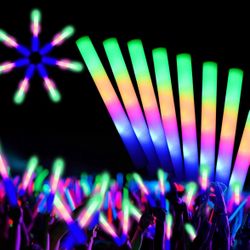 12 PCS Foam Glow Sticks Bulk With 3 Modes Colorful Flashing,Foam Light up Sticks,Glow Sticks for Wedding,Glow in Dark Party Supplies for Wedding,Hallo