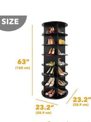 SpaceAid 7 Tier Rotating Shoe Rack(black