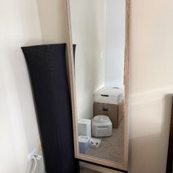 Full-Length Floor Mirror with Wood Frame