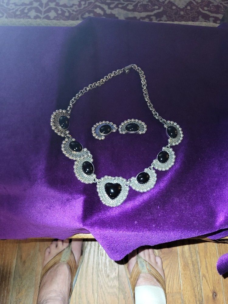 Sterling/Onyx Necklace Set