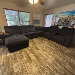 Dark Blue Sectional Recliner 