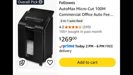 Fellows AutoMax 100M Auto Feed MicroCut Paper Shredder NEW!
