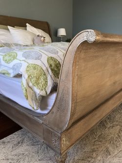 KING BED FRAME Restoration Hardware Empire Rosette Sleigh