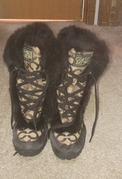 Coach Winter Boots Real Rabbit Fur 