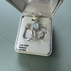 Opal & Diamond Earrings/Necklace Charm