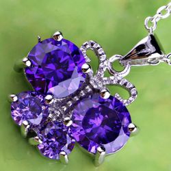 Amethyst purple butterfly necklace