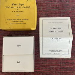 Vintage 1949 Dolch Basic Sight Word Vocabulary Flashcards Cards in Box