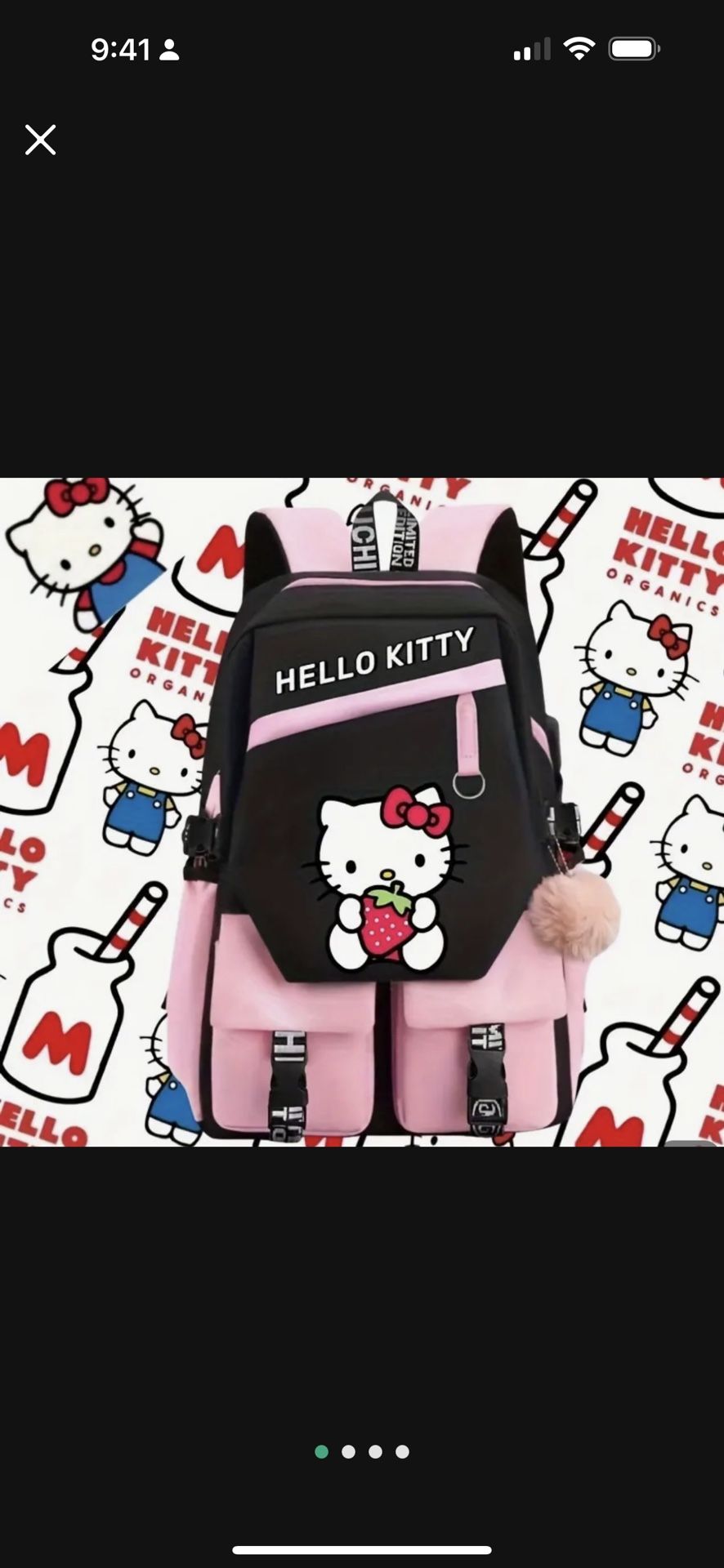 New Hello Kitty Backpack Pink And Black