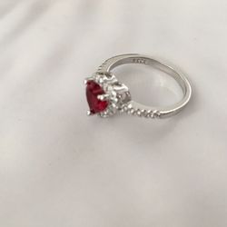 Red Heart Shaped Ring, Size 9