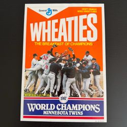 Wheaties Promotional Poster Sheet 1987 World Champions Minnesota Twins NO BOX