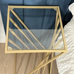 2 Gold & Glass Elias End Tables 